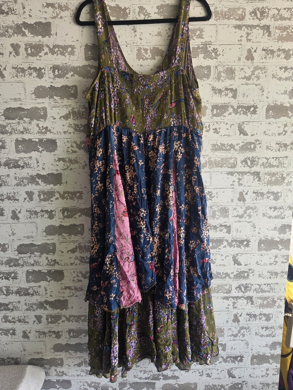 The Pyramid Collection Boho Patchwork Floral Bird Midi Dress Sleeveless XL - Picture 5 of 11